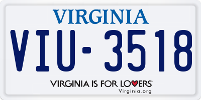 VA license plate VIU3518