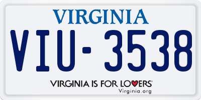 VA license plate VIU3538