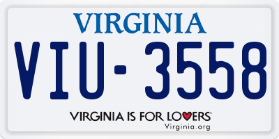 VA license plate VIU3558