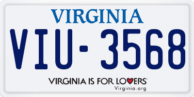 VA license plate VIU3568