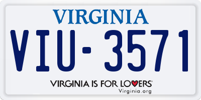 VA license plate VIU3571