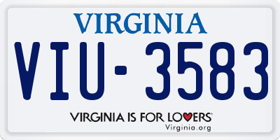 VA license plate VIU3583