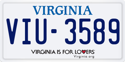 VA license plate VIU3589