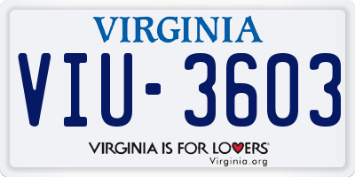 VA license plate VIU3603