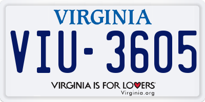 VA license plate VIU3605