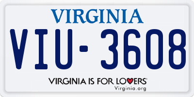 VA license plate VIU3608