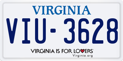 VA license plate VIU3628