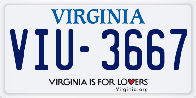 VA license plate VIU3667