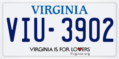 VA license plate VIU3902