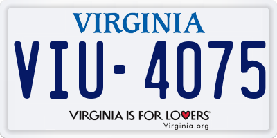 VA license plate VIU4075