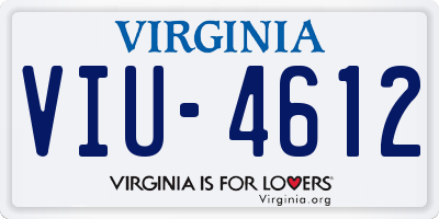 VA license plate VIU4612