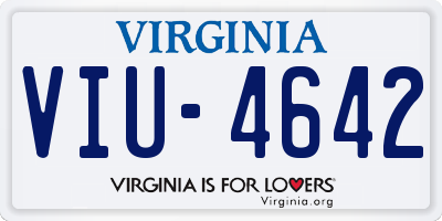 VA license plate VIU4642