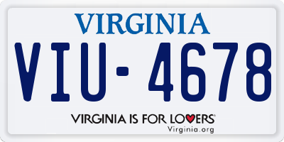 VA license plate VIU4678