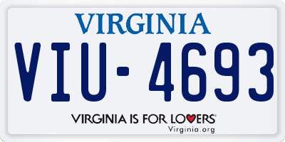 VA license plate VIU4693