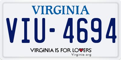 VA license plate VIU4694