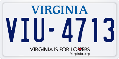 VA license plate VIU4713