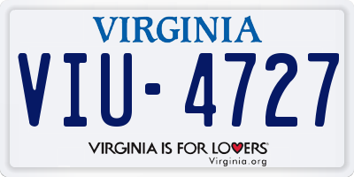 VA license plate VIU4727