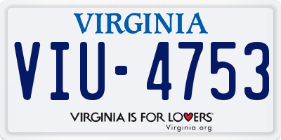 VA license plate VIU4753