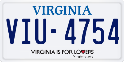 VA license plate VIU4754