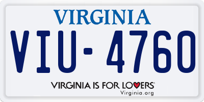VA license plate VIU4760