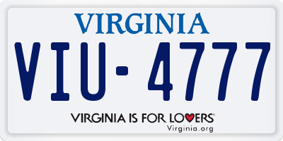 VA license plate VIU4777