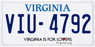 VA license plate VIU4792
