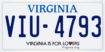 VA license plate VIU4793