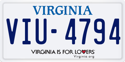 VA license plate VIU4794