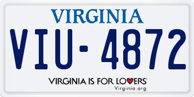 VA license plate VIU4872