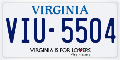 VA license plate VIU5504