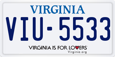 VA license plate VIU5533