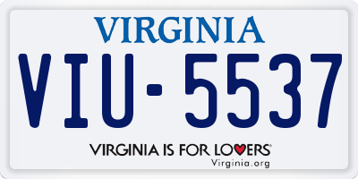 VA license plate VIU5537