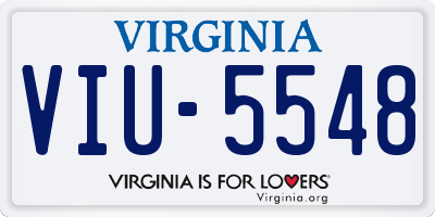 VA license plate VIU5548