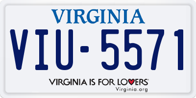VA license plate VIU5571