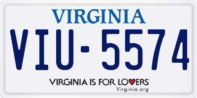 VA license plate VIU5574