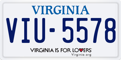 VA license plate VIU5578