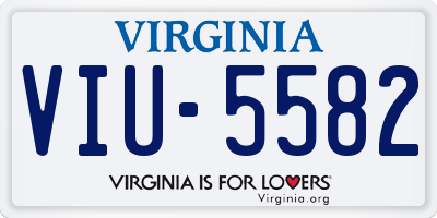 VA license plate VIU5582