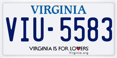 VA license plate VIU5583