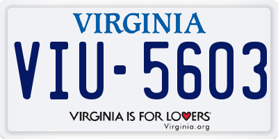 VA license plate VIU5603