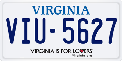 VA license plate VIU5627