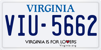 VA license plate VIU5662