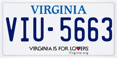 VA license plate VIU5663
