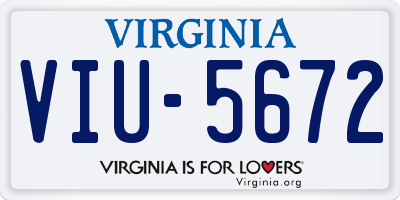 VA license plate VIU5672