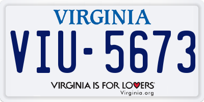 VA license plate VIU5673