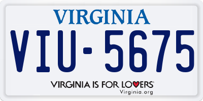 VA license plate VIU5675