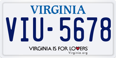 VA license plate VIU5678