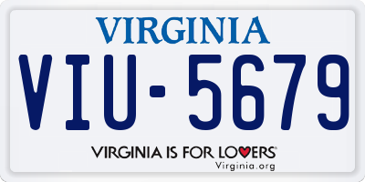VA license plate VIU5679