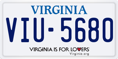 VA license plate VIU5680