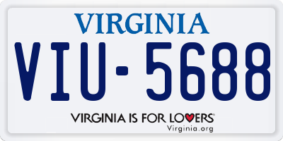 VA license plate VIU5688