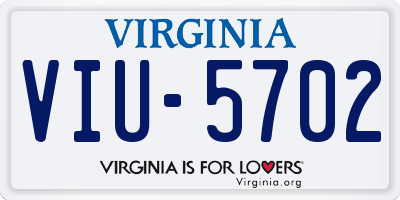 VA license plate VIU5702